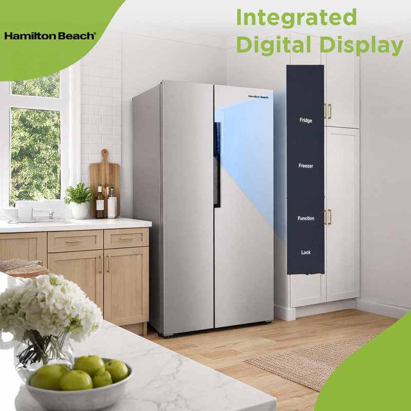 Hamilton Beach, 15.6 Cu. Ft. Side By Side Refrigerator, Platinum